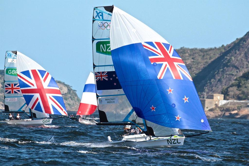 Alex Maloney and Molly Meech - 49erFX, Race 4, Rio 2016 - photo © Richard Gladwell <a target=